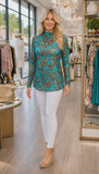 Turquoise & Leopard mesh top