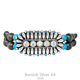 Siilver navajo pearl bracelet  with bling turquoise concho