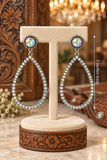 Bling Trim Thin teardrop outline dangle earrings