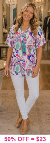 White Top With Paisley Print