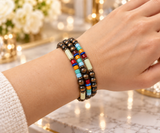 Copper Navajo, multi bead bracelet 3 pc set