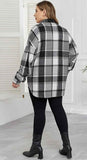 L,XL,2X,3X : Grey plaid shacket