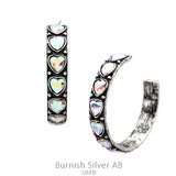 Bling Heart silver hoops