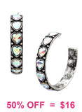 Bling Heart silver hoops