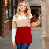 Maroon color block sweater