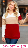 Maroon color block sweater