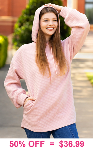 Blush pink quilted hoodie