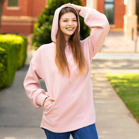 Blush pink quilted hoodie
