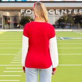 GAME DAY white sequin long sleeve - red