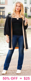 Black shimmery cardigan with gold trim