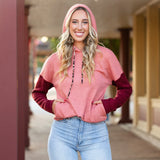 Mauve & Maroon hoodie top