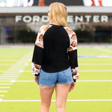 Black top with football long sleeves