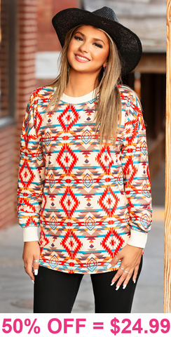 Santa Fe tribal long sleeve top