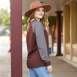 Brown Quilted Top with printed long sleeves