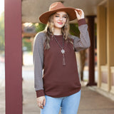 Brown Quilted Top with printed long sleeves
