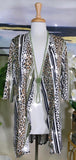 White Leopard & Olive Stripe Cardigan