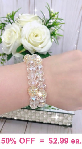 Clear 12mm crystal beaded bracelet