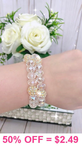 Clear 12mm crystal beaded bracelet
