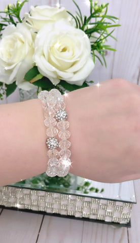 Clear 10mm crystal bracelet with bling bead