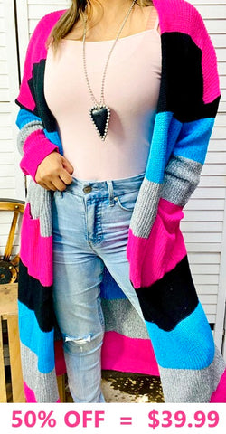 Color Block Sweater Duster