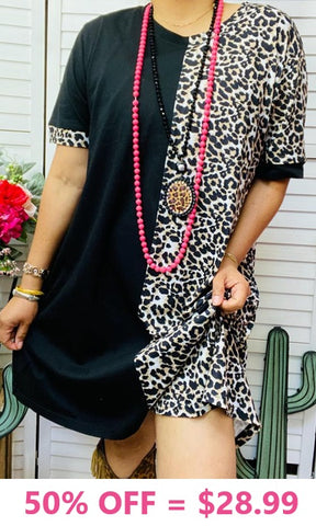Half Black Half Leopard dress