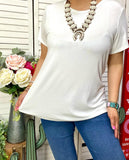Solid White ribbed tee
