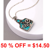 Western Flower Cutout Ear Tag Necklace
