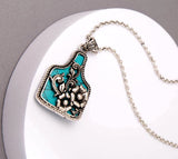 Western Flower Cutout Ear Tag Necklace