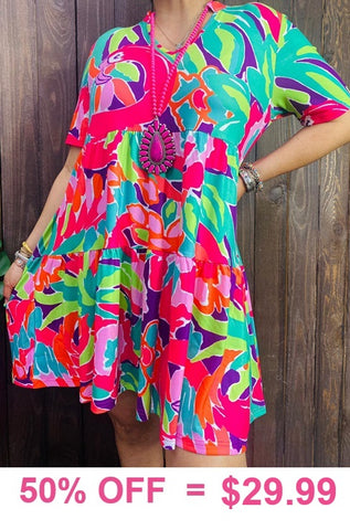 Tropical Baby Doll Dress