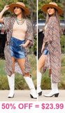 Rust Boho duster with side slits
