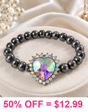 Bling Heart, Silver Navajo pearl, stretch bracelet