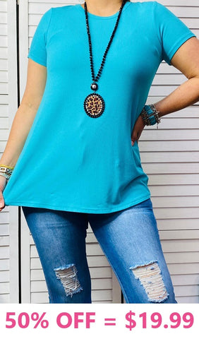 Turquoise Ribbed tee