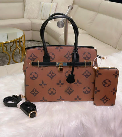 Brown Monogram top handle handbag with wallet