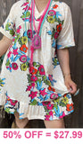 S, M, L, XL, 2X Floral Print , Cream baby doll dress