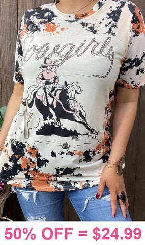 COWGIRLS Print Dssign short sleeve top