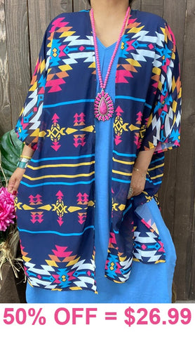 Navy Tribal Cardigan kimono