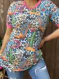 Country Western & Blue leopard print tee