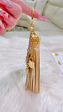 Gold MK Tassel padlock keychain