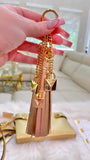 Gold MK Tassel padlock keychain