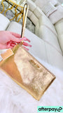 MK Gold snake print wristlet wallet
