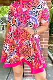S, M, L, 3XPink Flower, cheetah, dress with pockets