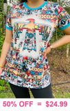 Thunderbird, Cactus, Tribal print graphic tee shirt