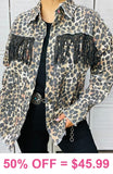 Leopard jacket with bling fringe