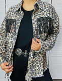 Leopard jacket with bling fringe