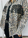 Leopard jacket with bling fringe