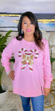 3X..*Pink Sweater with Sequin Candy Canes