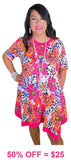 S, M, L Pink Flower, cheetah, dress with pockets