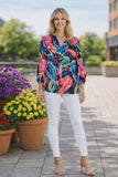 Black Top with Colorful Floral Print