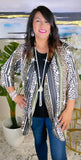 White Leopard & Olive Stripe Cardigan