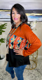 OFF..Rust, Tribal, color block top